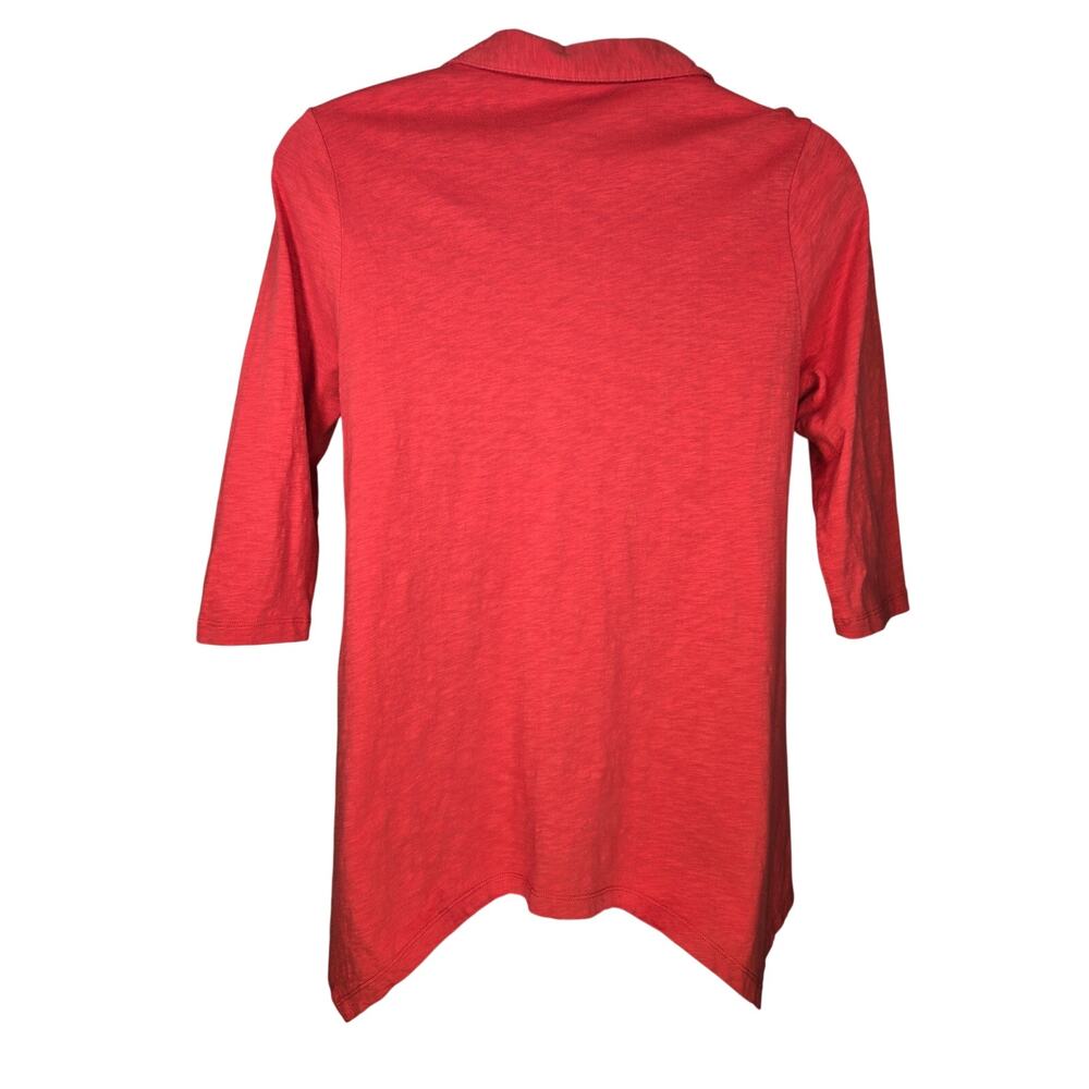 Soft Surroundings Danielle LG Terra Cotta Button Front Asymmetrical Cotton Tunic - Picture 2 of 13
